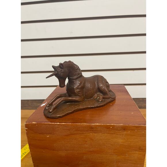 Vintage hand carved Wooden Unicorn Figurine 6" Kitschy Fantasy Decor - Picture 1 of 8